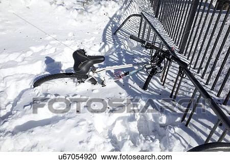Bike in snow View Large Photo Image Stock Image - Bike in snow. Fotosearch