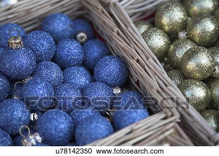 Baskets of Christmas ornaments View Large Photo Image Stock Image - Baskets of Christmas ornaments. Fotosearch