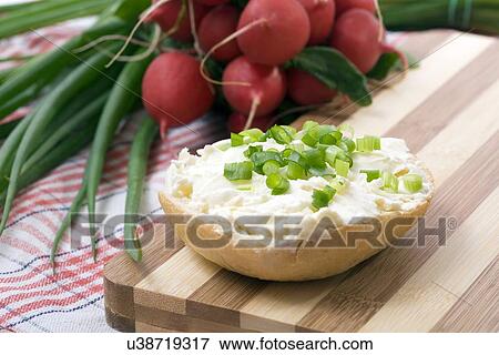 Stock Photo - Bread with spread and vegetables. Fotosearch