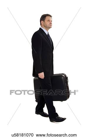 Stock Image - Business man with suitcase. Fotosearch
