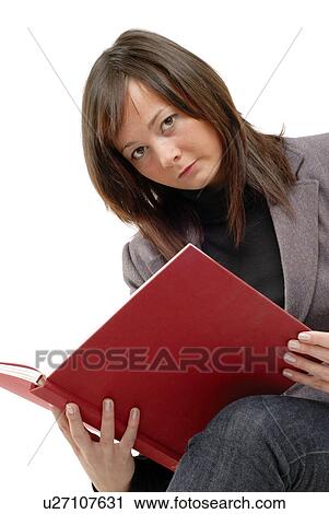 Business woman reading records View Large Photo Image Stock Image - Business woman reading records. Fotosearch