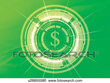 Stock Image - Dollar symbol in glowing circles. Fotosearch