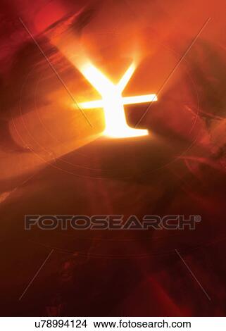 Glowing Yen sign on red/orange background View Large Photo Image Picture - Glowing Yen sign on red/orange background. Fotosearch