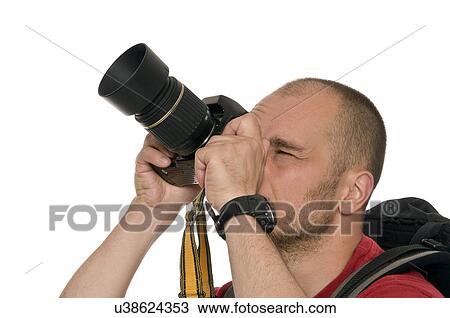 Stock Image - Man taking a picture. Fotosearch