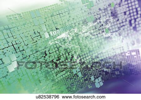 Stock Photograph - Purple and green digital abstract map. Fotosearch