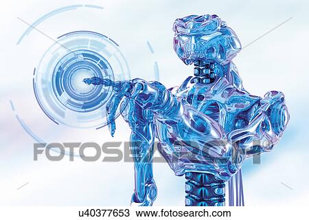 Robot pushing button View Large Photo Image Stock Image - Robot pushing button. Fotosearch