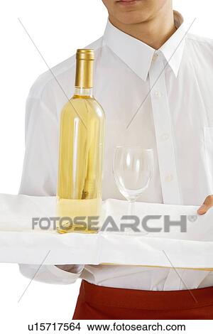 Picture - Waiter with bottle of wine. Fotosearch