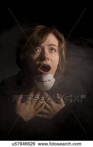 Stock Photograph - Woman can't breathe. Fotosearch