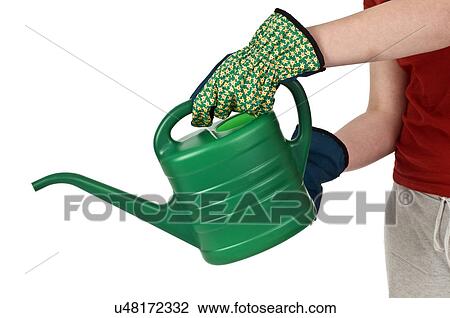 Woman holding a watering can View Large Photo Image Stock Image - Woman holding a watering can. Fotosearch