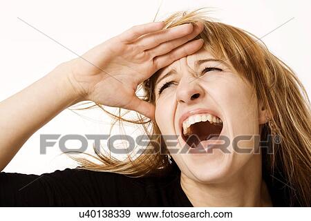 Stock Photo - Woman laughing. Fotosearch