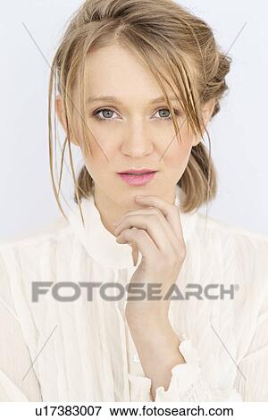 Stock Photo - Portrait of blond woman. Fotosearch