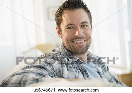 Stock Image - Portrait of content man . Fotosearch