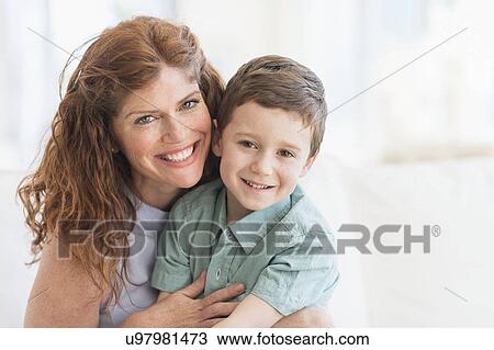 Portrait of mother and son (6-7) View Large Photo Image Stock Image - Portrait of mother and son (6-7). Fotosearch