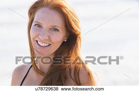 Portrait of woman on beach View Large Photo Image Stock Photo - Portrait of woman on beach. Fotosearch