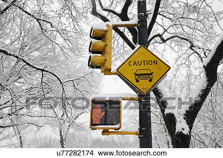 Picture - View of don't walk signal. Fotosearch