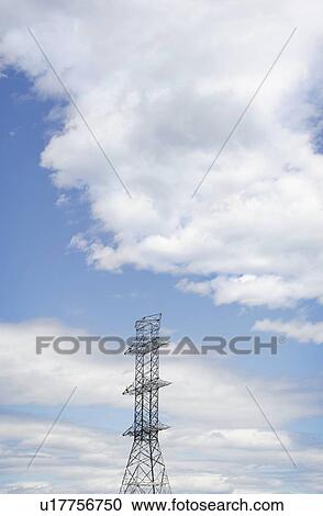 Stock Image - View of electricity pylon. Fotosearch