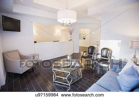 Picture - View of elegant waiting room in clinic. Fotosearch
