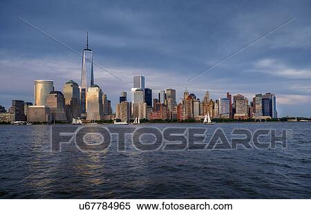 Stock Photography - View of Manhattan at sunset. Fotosearch
