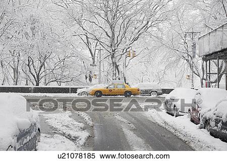 Yellow taxi at winter View Large Photo Image Stock Photography - Yellow taxi at winter. Fotosearch