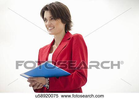 Businesswoman wearing red jacket, portrait View Large Photo Image Stock Photography - Businesswoman wearing red jacket, portrait. Fotosearch