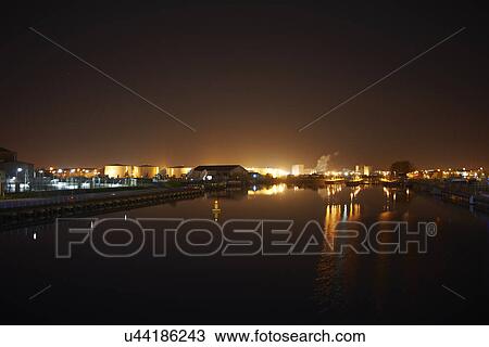 Canal and Media City at night, Manchester, UK View Large Photo Image Stock Image - Canal and Media City at night, Manchester, UK. Fotosearch