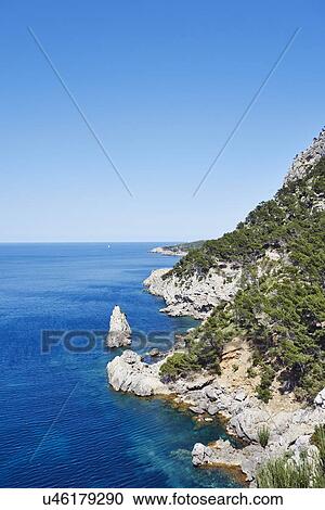 Stock Image - Coastal view, Majorca, Spain. Fotosearch