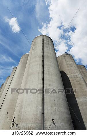 Stock Image - Disused silos for storing agricultural food, Veghel, Noord-Brabant, Netherlands. Fotosearch