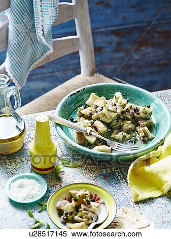 Eggplant, mint and sultana salad View Large Photo Image Stock Photography - Eggplant, mint and sultana salad. Fotosearch