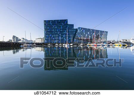 Harpa concert hall at dusk, Reykjavik, Iceland View Large Photo Image Stock Image - Harpa concert hall at dusk, Reykjavik, Iceland. Fotosearch