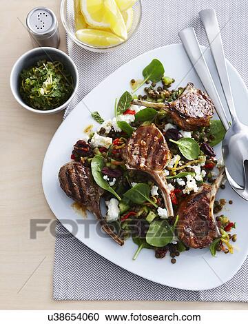 Plate with lamb cutlets and mint gremolata View Large Photo Image Stock Image - Plate with lamb cutlets and mint gremolata. Fotosearch