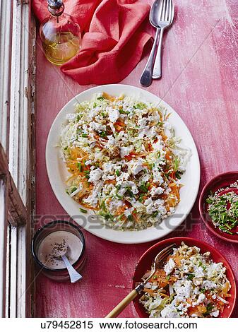 Shredded cabbage, sesame and feta salad View Large Photo Image Stock Photography - Shredded cabbage, sesame and feta salad. Fotosearch