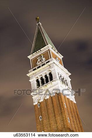 St. Mark's Basilica Bell Tower at night, Venice, Veneto, Italy View Large Photo Image Picture - St. Mark's Basilica Bell Tower at night, Venice, Veneto, Italy. Fotosearch