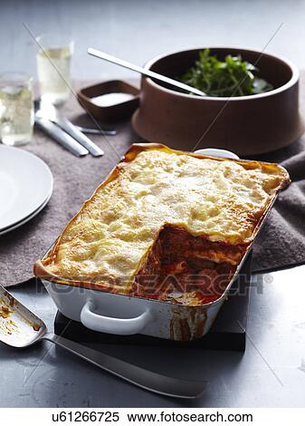 Stock Photography - Veal and pork lasagne. Fotosearch