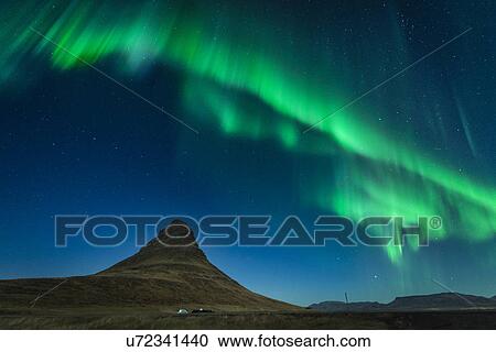 Aurora Borealis above Mt. Kirkjufell, Grundarfjordur, Snaefellsnes, Iceland View Large Photo Image Stock Image - Aurora Borealis above Mt. Kirkjufell, Grundarfjordur, Snaefellsnes, Iceland. Fotosearch