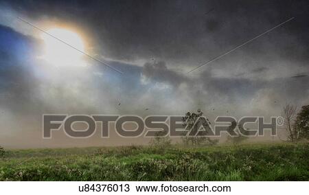 Intense outflow winds from this supercell sweep debris into the air. The sun peeks out behind the thunderstorm's anvil, Lexington, Nebraska, USA View Large Photo Image Stock Image - Intense outflow winds from this supercell sweep debris into the air. The sun peeks out behind the thunderstorm's anvil, Lexington, Nebraska, USA. Fotosearch