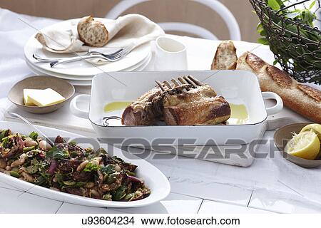 Picture - Lamb cutlets with mint tabbouleh. Fotosearch
