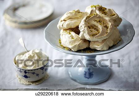 Meringues on dessert plate View Large Photo Image Stock Photo - Meringues on dessert plate. Fotosearch