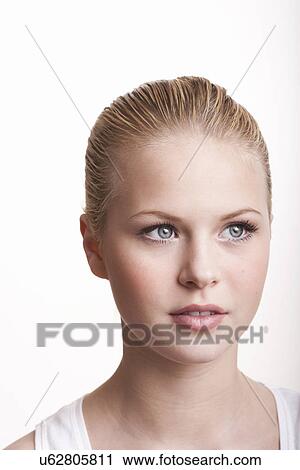 Stock Image - Pensive teenage girl, portrait. Fotosearch