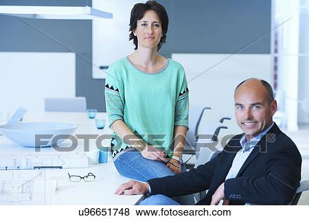 Portrait of two business people View Large Photo Image Stock Photo - Portrait of two business people. Fotosearch