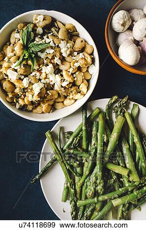 Stock Photo - Side dishes with asparagus. Fotosearch