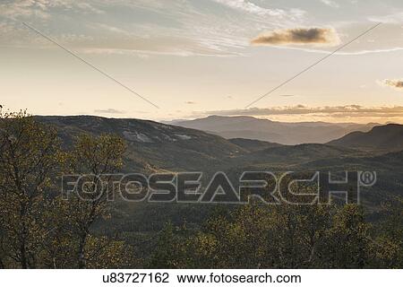 Stock Image - Sunset in Telemark, Norway. Fotosearch