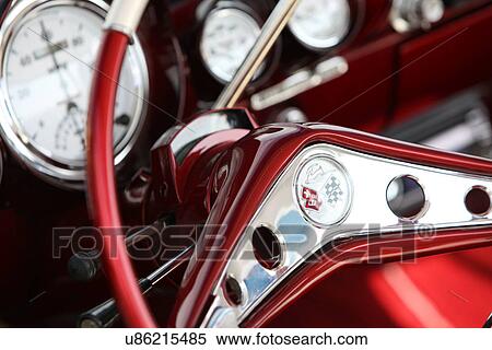 Stock Photography - Close-up of car steering wheel and gauges. Fotosearch