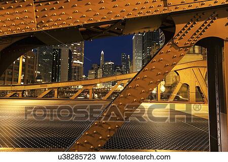 Stock Image - Bridge on Chicago River. Fotosearch