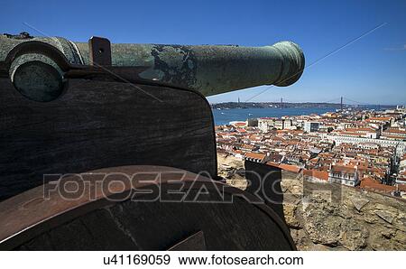 Stock Photo - Cannon on Castle of Sao Jorge. Fotosearch