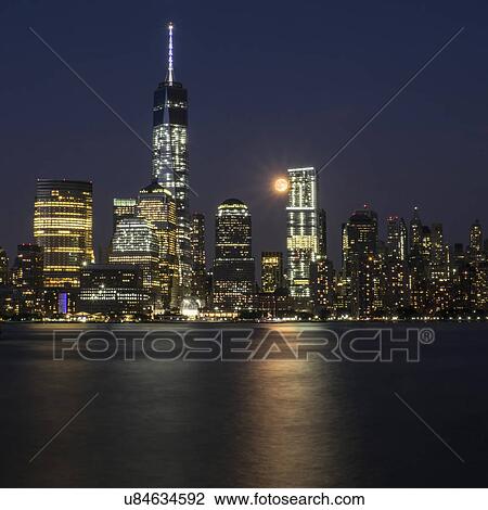 Stock Image - Cityscape at night. Fotosearch