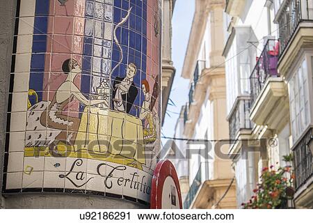 Stock Image - Close up of mosaic picture on wall. Fotosearch