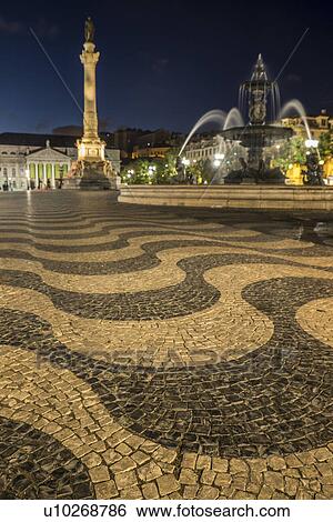 Stock Photograph - Fountain in Plaza de Pedro IV. Fotosearch