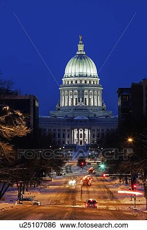 Illuminated State Capitol Building View Large Photo Image Stock Photograph - Illuminated State Capitol Building. Fotosearch