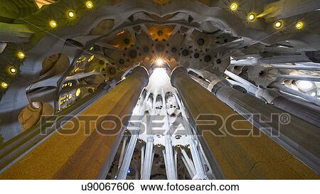 Stock Photograph - Interior of Sagrada Familia Church by Antonio Gaudi. Fotosearch