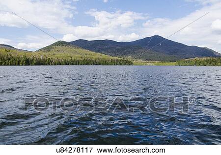 Stock Photo - Lake Placid and mountains. Fotosearch